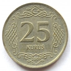 25 курушей 2009 Турция - 25 kurus 2009 Turkey, из оборота
