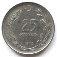 25 курушей 1970 Турция - 25 kurus 1970 Turkey, из оборота