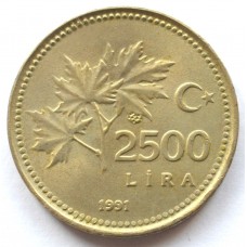 2500 лир 1991 Турция - 2500 lira 1991 Turkey, из оборота