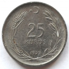 25 куруш 1959 Турция - 25 kurush 1959 Turkey, из оборота