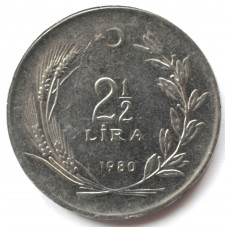 2,5 лиры 1980 Турция - 2,5 lira 1980 Turkey, из оборота