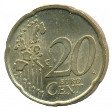 20 евроцентов 2002 года Италия - 20 euro cents 2002 Italy, из оборота