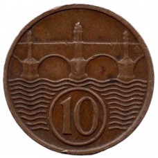 10 геллеров 1936 Чехословакия - 10 hellers 1936 Czechoslovakia, из оборота