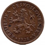 10 геллеров 1936 Чехословакия - 10 hellers 1936 Czechoslovakia, из оборота