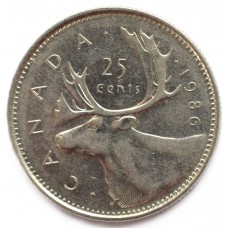 25 центов (квотер) 1986 Канада - 25 cents (quarter) 1986 Canada