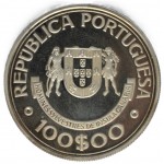 100 эскудо 1989 Португалия - 100 escudos 1989 Portugal, Золотой век португальских открытий, Открытие Канарских островов