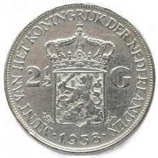 2 1/2 гульдена 1938 года Нидерланды