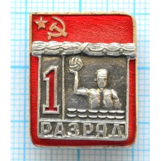 Значок серия "Разрядник", 1 разряд Водное поло, Накладной, Клеймо ВХО ТИП-1