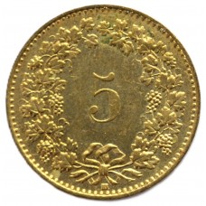 5 раппенов 1992 Швейцария - 5 rappenes 1992 Switzerland