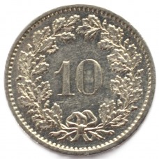 10 раппенов 1977 Швейцария - 10 rappenes 1977 Switzerland