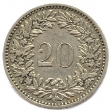 20 раппенов 1883 Швейцария - 20 rappenes 1883 Switzerland