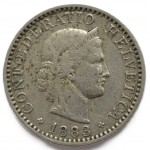 20 раппенов 1883 Швейцария - 20 rappenes 1883 Switzerland