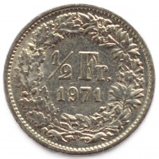 1/2 франка 1971 Швейцария - 1/2 franc 1971 Switzerland