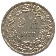 2 франка 1970 Швейцария - 2 francs 1970 Switzerland