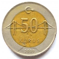 50 куруш 2009 Турция - 50 kurus 2009 Turkey, из оборота