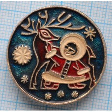 Значок Север, девочка с оленем