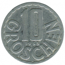 10 грошей 1955 Австрия - 10 groschen 1955 Austria 10 грошей 1955 Австрия - 10 groschen 1955 Austria