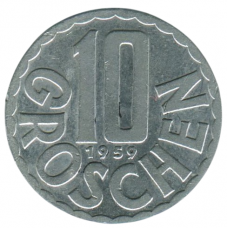 10 грошей 1959 Австрия - 10 groschen 1959 Austria 10 грошей 1959 Австрия - 10 groschen 1959 Austria