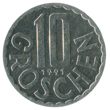 10 грошей 1991 Австрия - 10 groschen 1991 Austria 10 грошей 1991 Австрия - 10 groschen 1991 Austria