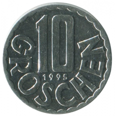10 грошей 1995 Австрия - 10 groschen 1995 Austria 10 грошей 1995 Австрия - 10 groschen 1995 Austria