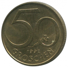 Монета 50 грошей 1992 Австрия - 50 groschen 1992 Austria