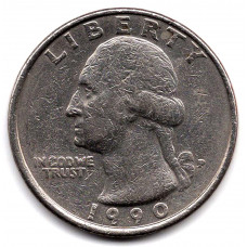 1/4 (квотер) доллара 1990 США - 1/4 (quarter) dollar 1990 USA, P, из оборота