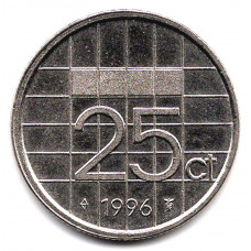 25 центов 1996 Нидерланды - 25 cents 1996 Netherlands, из оборота