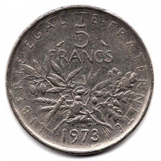 5 франков 1973 Франция - 5 francs 1973 France, из оборота