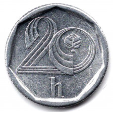 20 геллеров 1995 Чехия - 20 hellers 1995 Czech Republic, из оборота