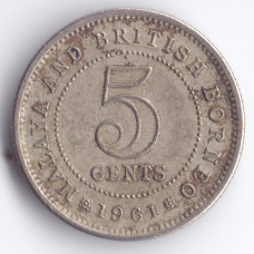 5 центов 1961 Малайя и Британское Борнео - 5 cents 1961 Malaya and British Borneo, из оборота