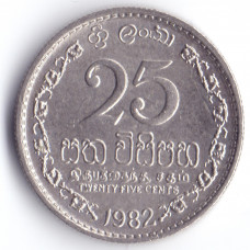 25 центов 1982 Шри-Ланка - 25 cents 1982 Sri Lanka, из оборота