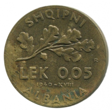 0.05 лек 1940 Албания - 0.05 lek 1940 Albania 0.05 лек 1940 Албания - 0.05 lek 1940 Albania