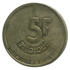 5 франков 1988 Бельгия - 5 francs 1988 Belgium