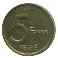 5 франков 1994 Бельгия - 5 francs 1994 Belgium