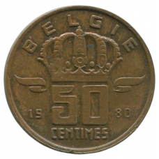50 сантимов 1980 Бельгия - 50 centimes 1980 Belgium