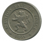 10 сантимов 1861 Бельгия - 10 centimes 1861 Belgium