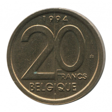 20 франков 1994 Бельгия - 20 francs 1994 Belgium