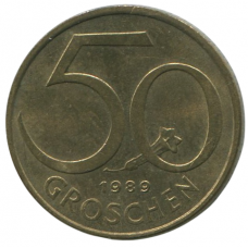 Монета 50 грошей 1989 Австрия - 50 groschen 1989 Austria