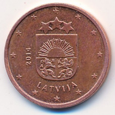 5 евроцентов 2014 Латвия - 5 euro cent 2014 Latvia, из оборота