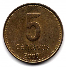 5 сентаво 2009 Аргентина - 5 centavos 2009 Argentina, из оборота