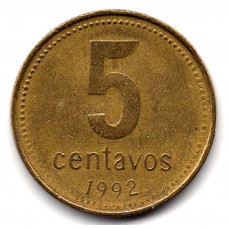 5 сентаво 1992 Аргентина - 5 centavos 1992 Argentina, из оборота