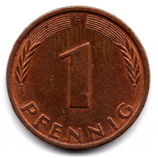 1 пфенниг 1991 Германия - 1 pfennig 1991 Germany, F, из оборота