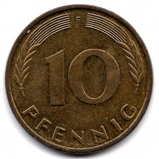 10 пфеннигов 1996 Германия - 10 pfennigs 1996 Germany, F, из оборота