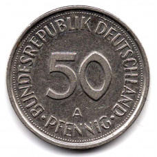 50 пфеннигов 1990 Германия - 50 pfennig 1990 Germany, A, из оборота