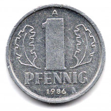 1 пфенниг 1986 Германия (ГДР) - 1 pfennig 1986 Germany, из оборота