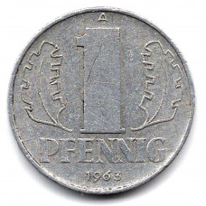 1 пфенниг 1963 Германия (ГДР) - 1 pfennig 1963 Germany, из оборота