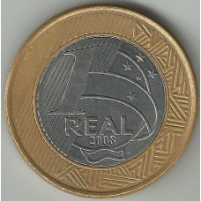 Монета 1 реал 2008 Бразилия