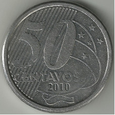 Монета 50 сентаво 2010 Бразилия