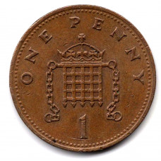 1 пенни 1989 Великобритания - 1 penny 1989 Great Britain, из оборота