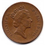 1 пенни 1989 Великобритания - 1 penny 1989 Great Britain, из оборота